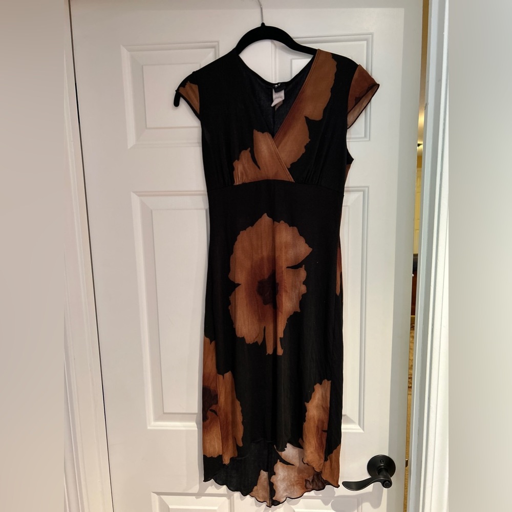 Thrifted High Low Black and Brown Floral Dress